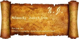 Némedy Jusztina névjegykártya